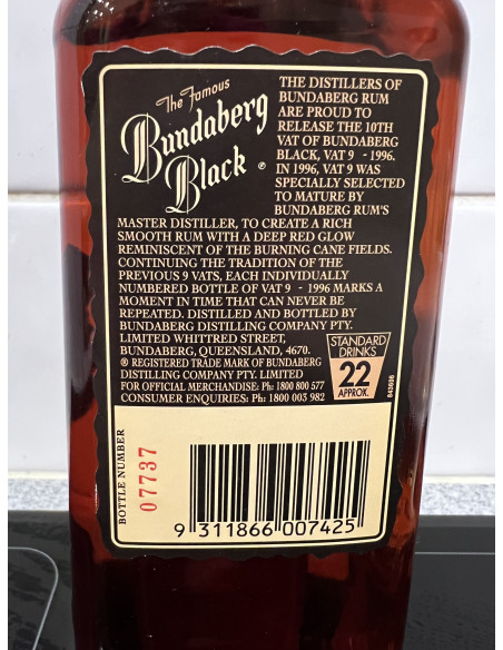 Black Bundaberg Rum Limited Release 1996 08