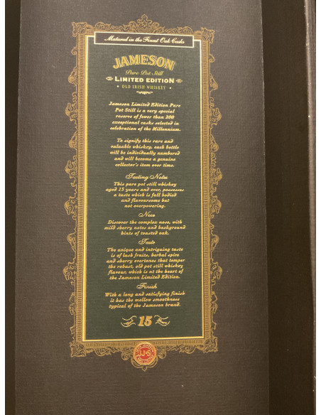 Jameson Triple Distilled Old Irish Whiskey 15 years Limited Edition 014