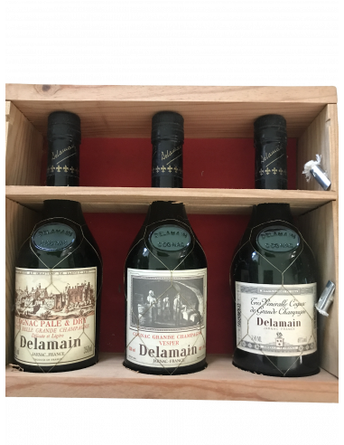 Delamain Cognac Set of 3 bottles tasting Très Vénérable, Vesper, Pale & Dry with glasses 01
