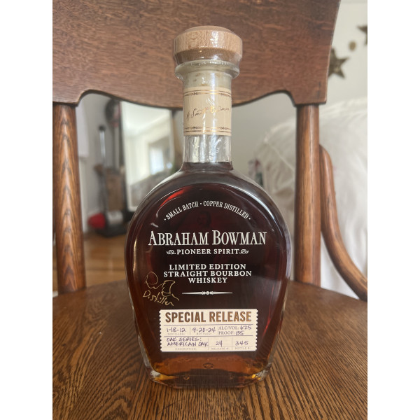 Abraham Bowman Limited Edition Pioneer Spirit Special Release 24 (signed by a distiller).1