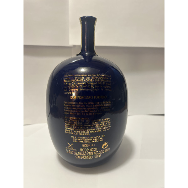 Reposado Porfidio Porfidio Reposado Tequila Royal Blue Ceramic Bottle 1L NOM 1141.2