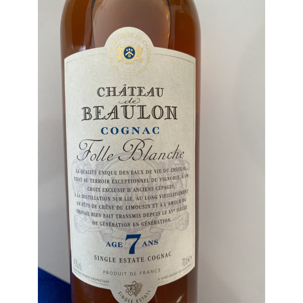 Château de Beaulon Cognac Chateau de Beaulon, Folle Blanche, 7 Year Old Cognac.5