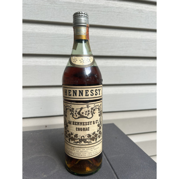 Hennessy Cognac Hennessy Three Star Cognac 4/5 Quart 1950s.1