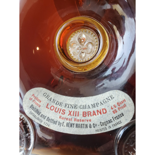 Remy Martin Cognac Grande Fine Champagne Louis XIII Brand Rarest Reserve 4/5 Quart 80 Proof.5