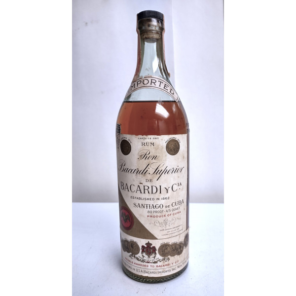 Bacardi Bacardi Carta De Oro Superior Rum 4/5 Quart Santiago de Cuba 1950s.1