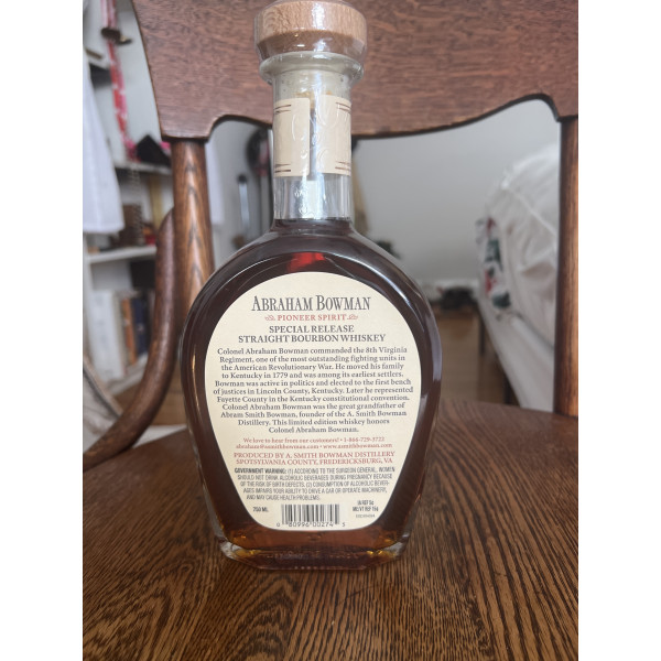 Abraham Bowman Limited Edition Pioneer Spirit Special Release 24 (signed by a distiller).2