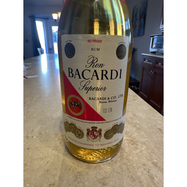 Bacardi Bacardi Superior 151 Proof Rum Nassau Bahamas 1 1/3L 1970s.5