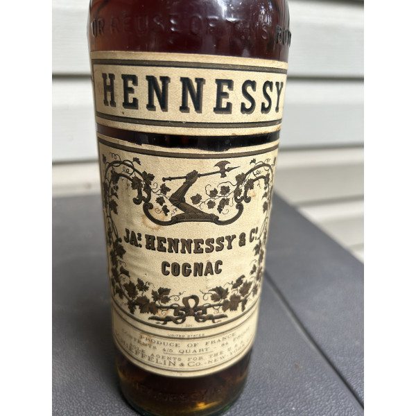Hennessy Cognac Hennessy Three Star Cognac 4/5 Quart 1950s.5