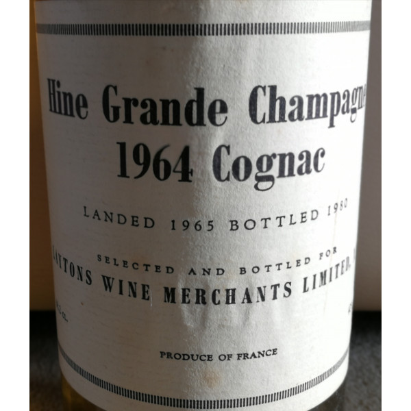 Hine Cognac Grande Champagne 1964 Landed Bottled 1980.5