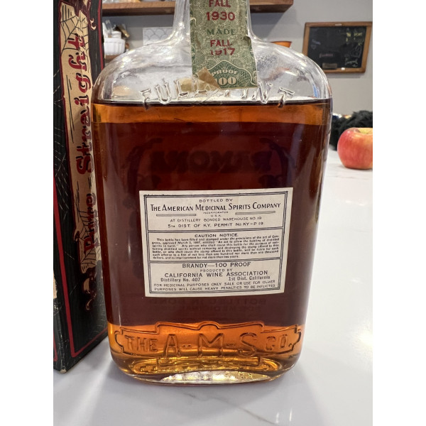 Ramona Ramona Bottled in Bond Medicinal Brandy 1 Pint 1930.2