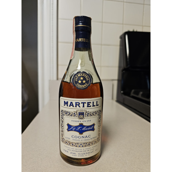 Martell Cognac Martell Three Star Cognac J. & F. Martell 4/5 Pint 1950s.1