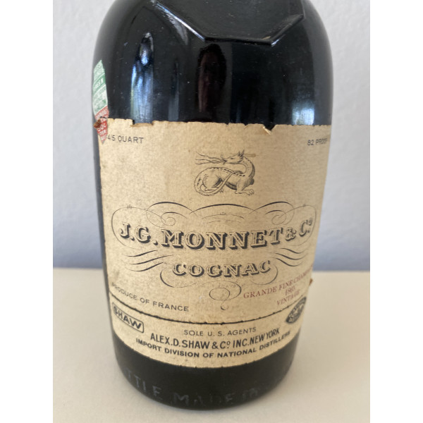 Monnet Cognac JG Monet & Co  Cognac. Grande Fine Champagne 1865 Vintage.5